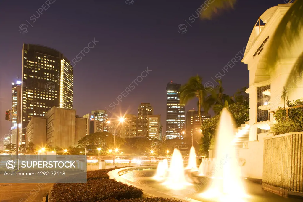 Asia, Philippines, Manila, Makati District, fountain.