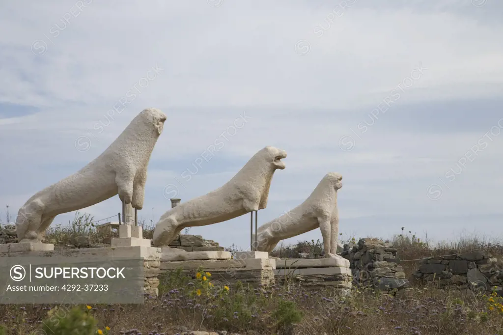 Greece. Cyclades Islands. Delos, Lions of Delos.