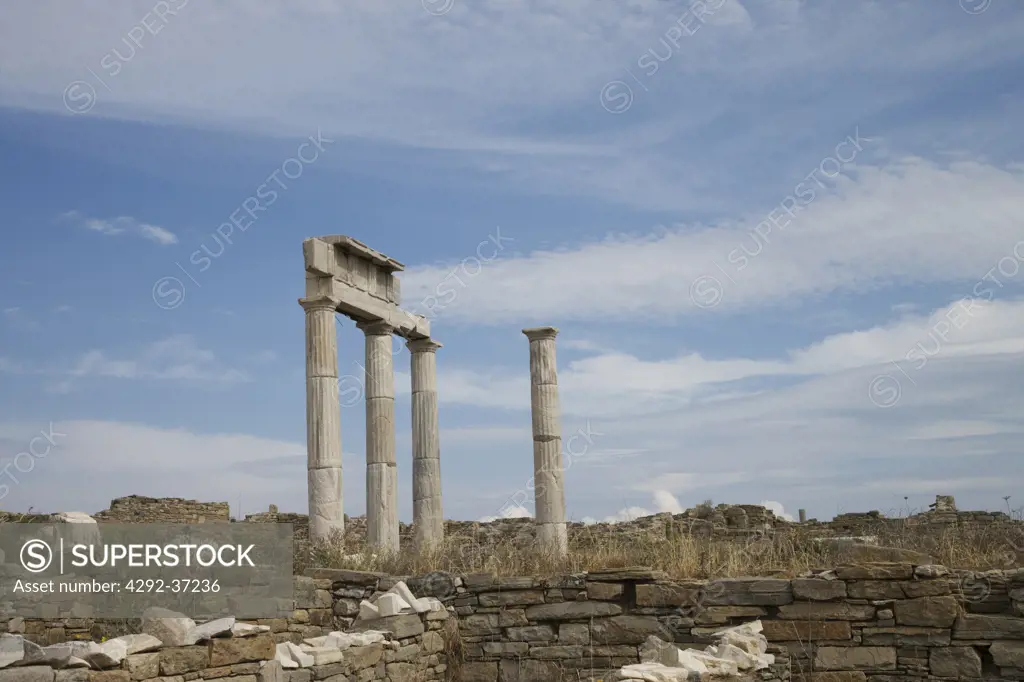 Greece, Cyclades Islands, Delos, ruins.