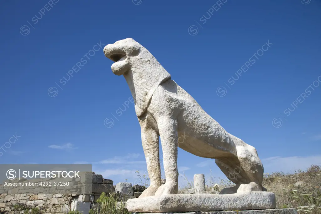 Greece. Cyclades Islands. Delos, Lions of Delos.