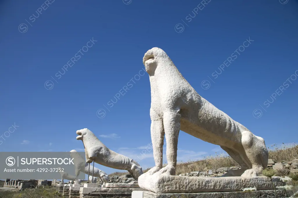 Greece. Cyclades Islands. Delos, Lions of Delos.