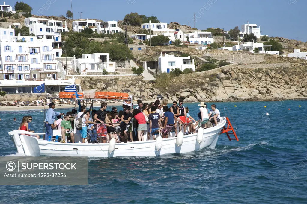 Greece, Cyclades Islands, Mykonos,tourist boat.