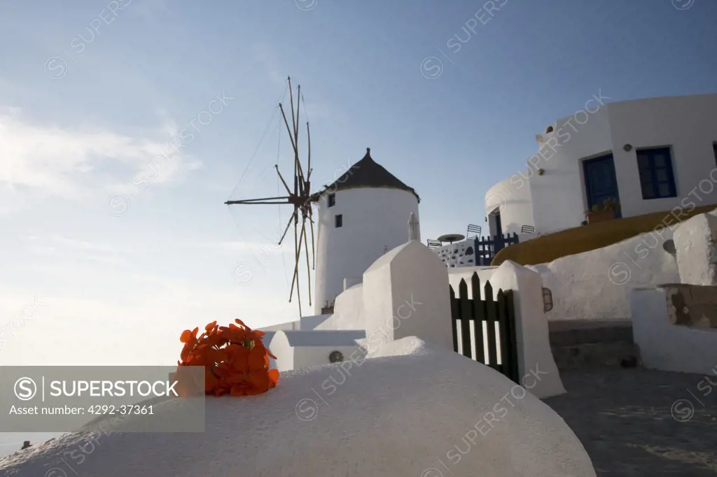 Greece, Santorini, Fira, Windmill