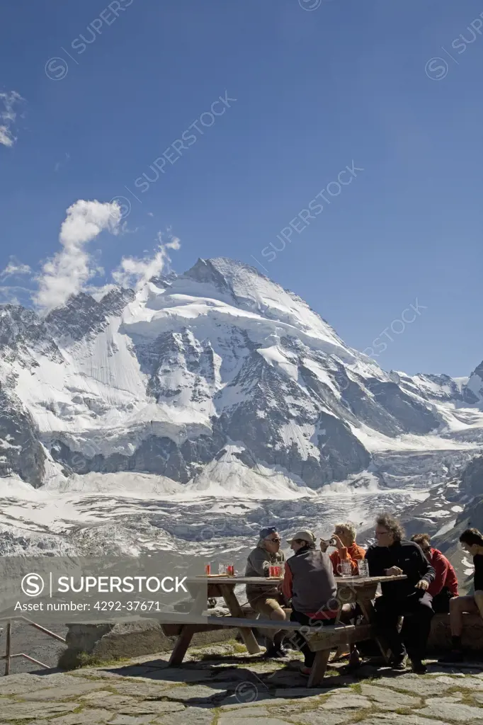 Switzerland, Zermatt, Matterhorn north face, view from alpine refuge Shonbhiel Hutte