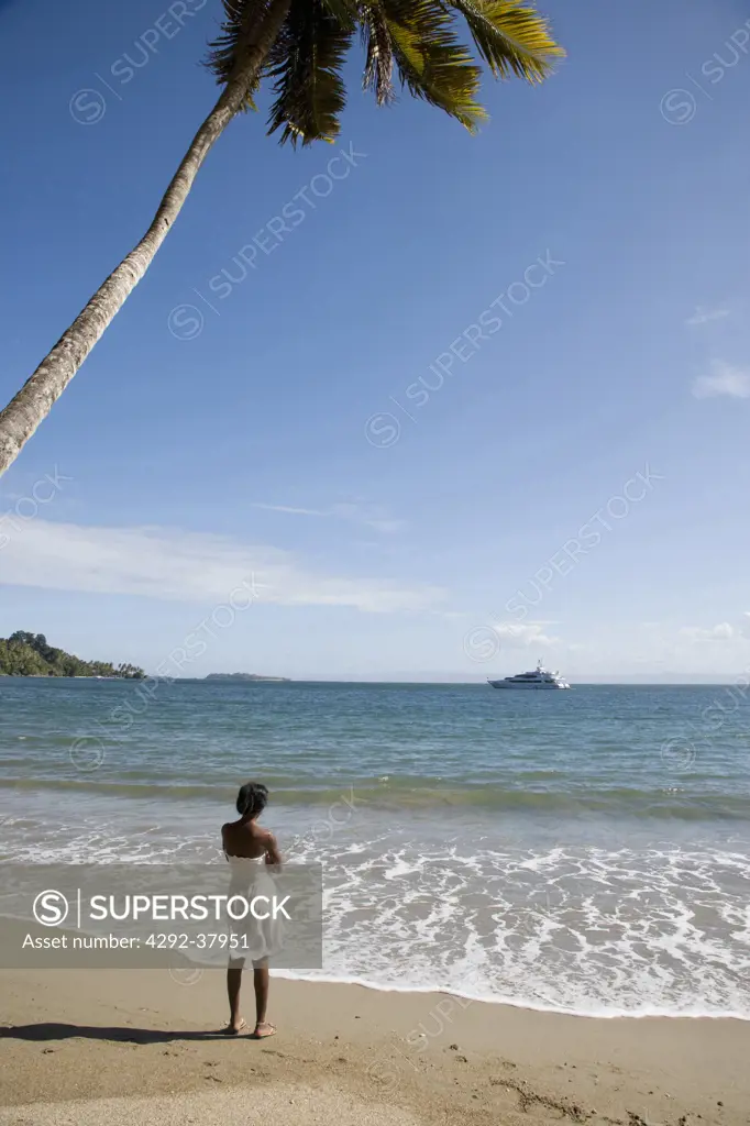 Dominican Republic, Samana, local girl on the beach