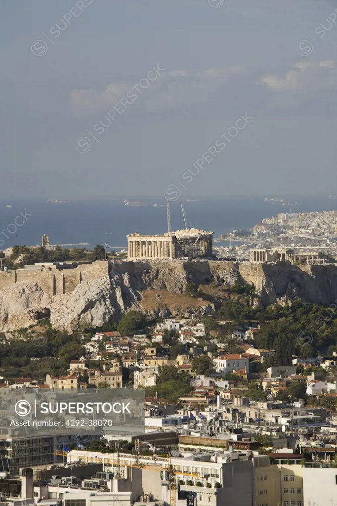 Greece, Athens, the Acropolis, view from Lycabettus hill