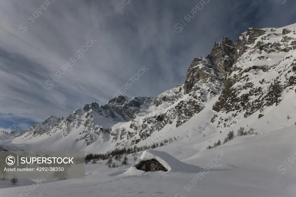 Italy, Alps, Pedimont Region, winter in Alpe Devero, Ice.