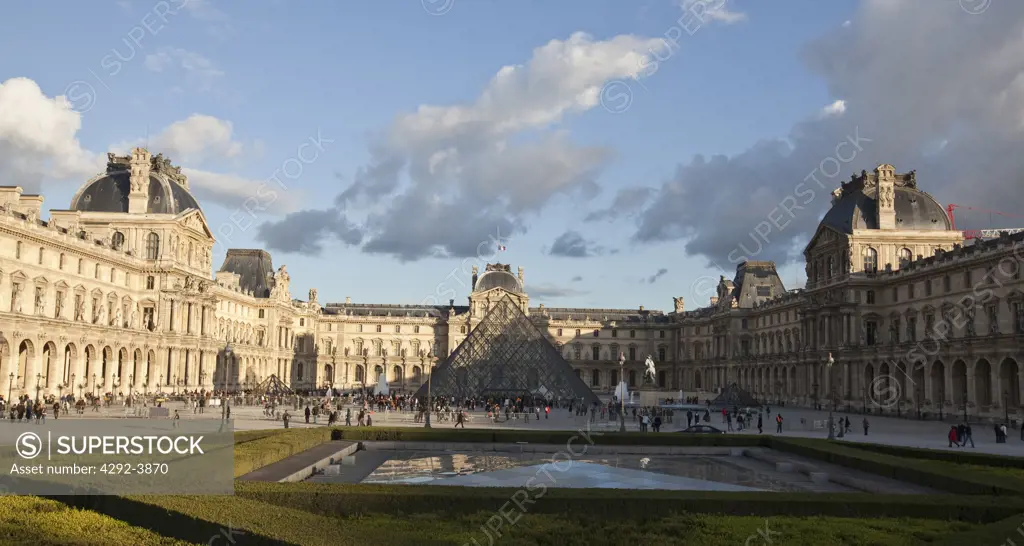 France, Paris, the Louvre Museum and the Pyramid