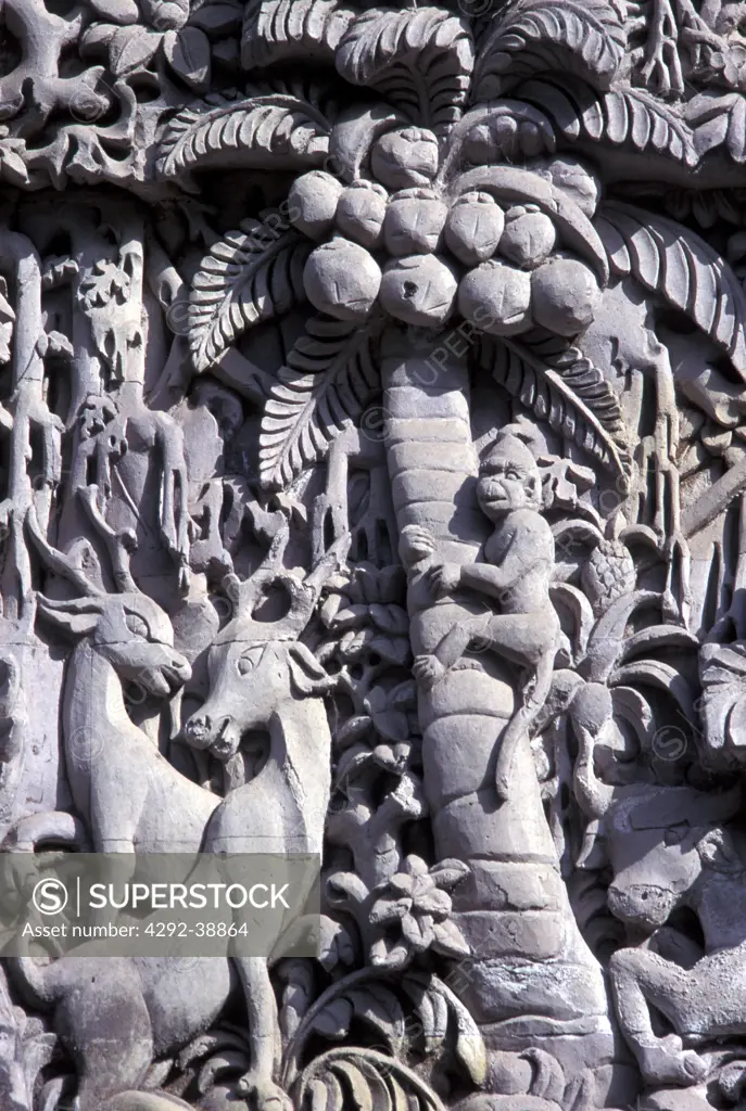 Indonesia, Bali, Kebun Raja, bas-relief