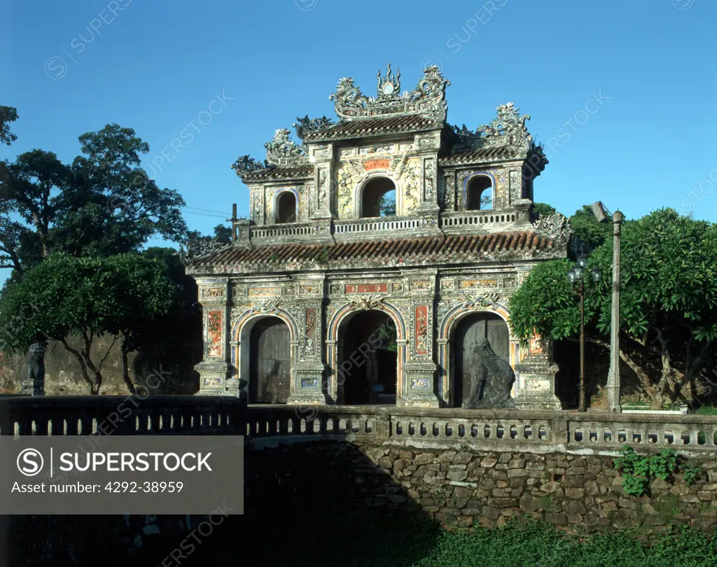 Vietnam, Hue, east gate of the Imperial palace within the Citadel