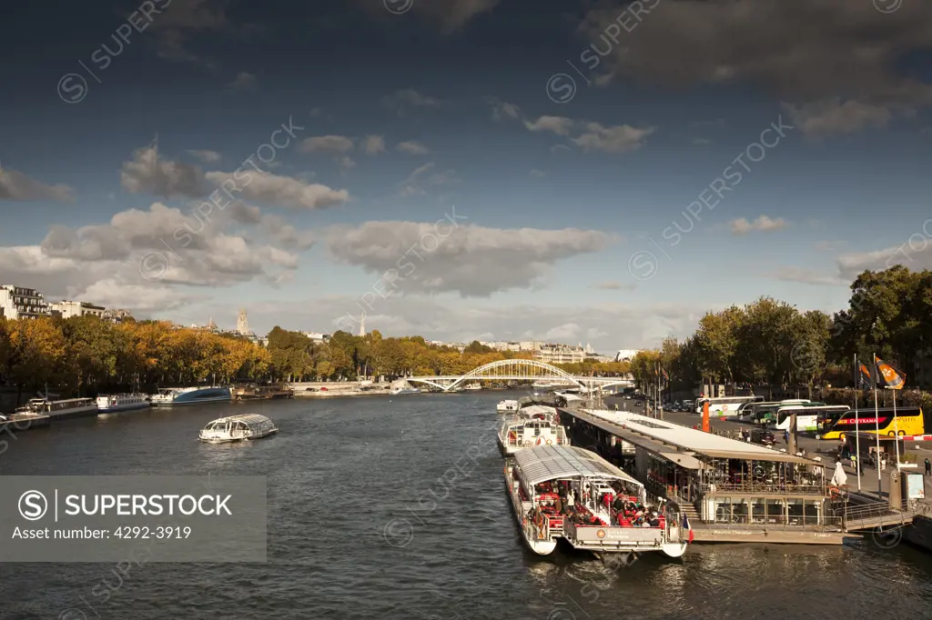 France, Paris, Tourboat on the River Seine