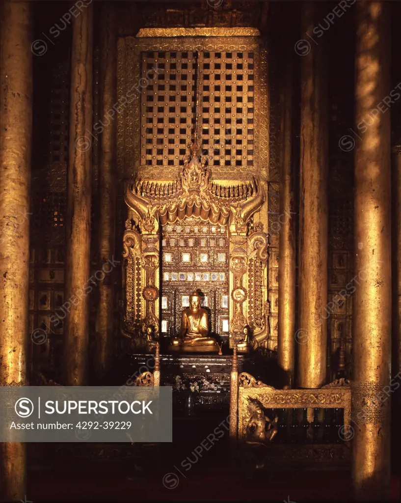 Interior of Shwenandaw monastery, Mandalay, Myanmar (Burma)