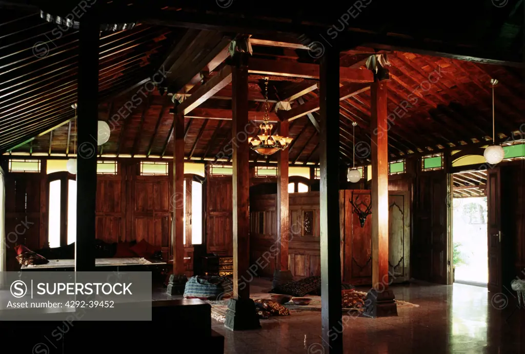 Interior of a traditional javanese house. Java, Indonesia.