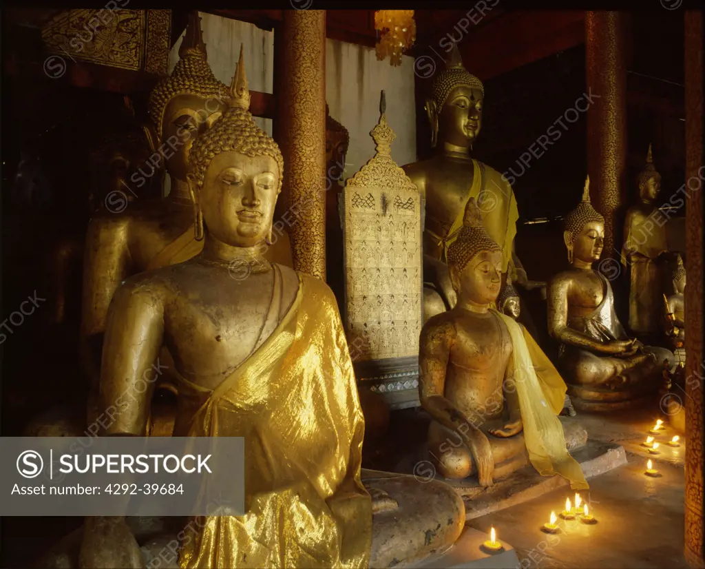 Lanna style Buddha images, Chiang Mai,Thailand.