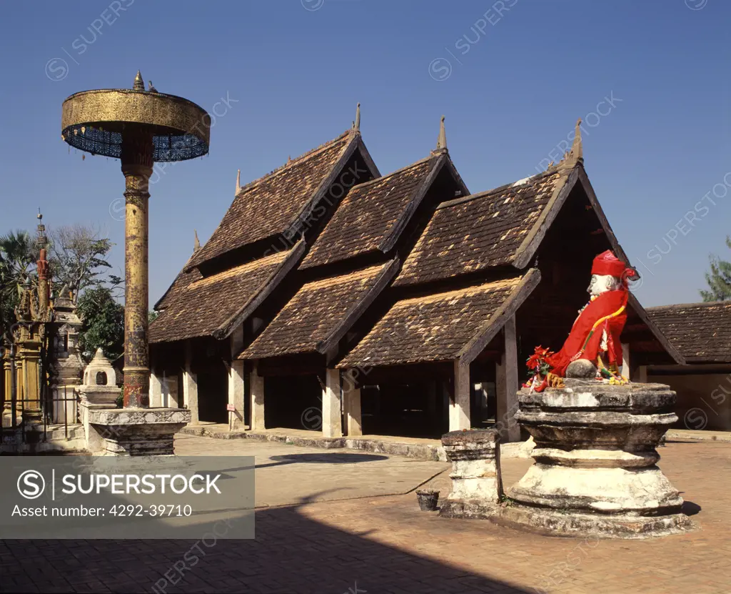 A viharn in Wat Phra That Lampang Luang, probably the oldest wooden building in Thailand.Lampang,Thailand.