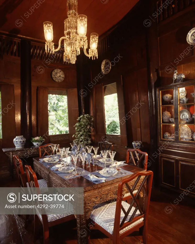 The dining room of the Jim Thompson House, Bangkok, Thailand.