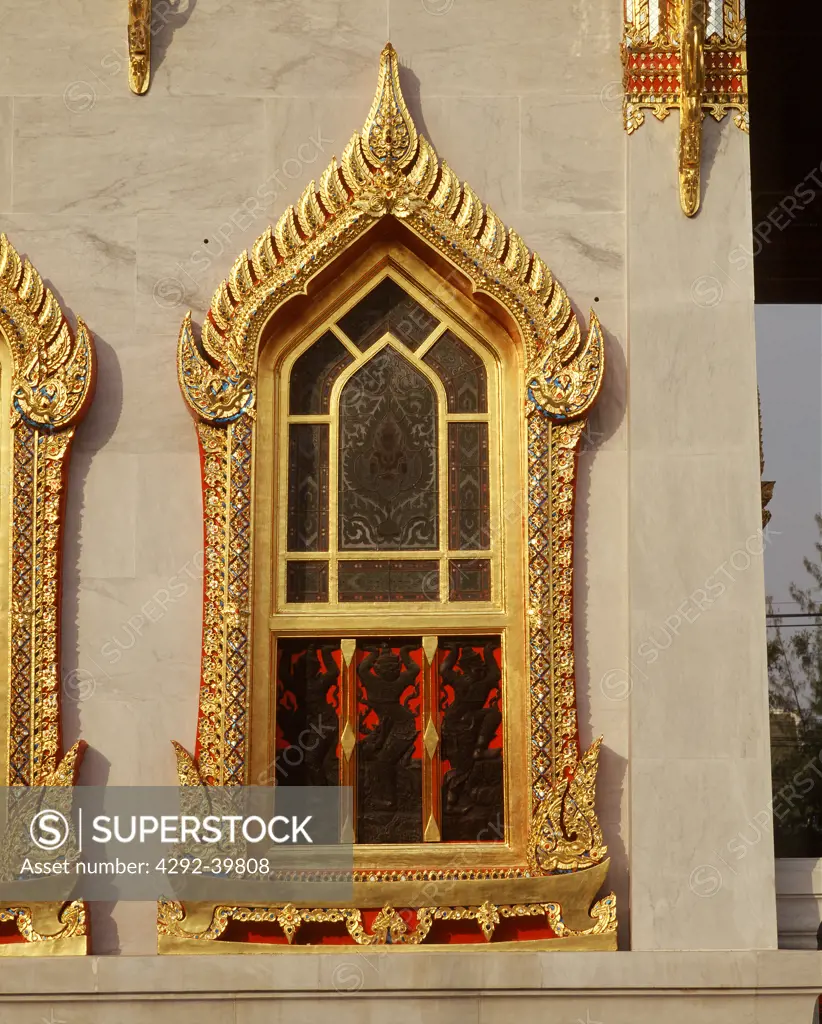 A window of Wat Benjamabopit, the Marble temple, Bangkok,Thailand.