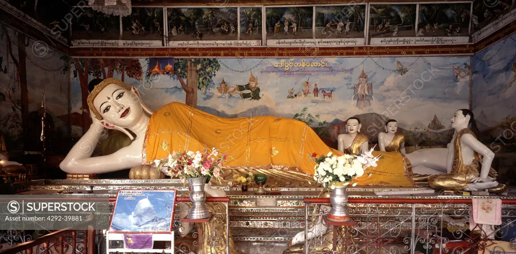 Reclining Buddha image, Shwedagon Pagoda, Yangon, Burma