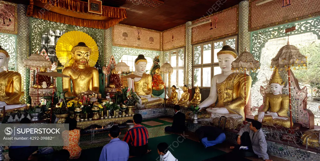 Buddha images, Shwedagon Pagoda, Yangon, Burma
