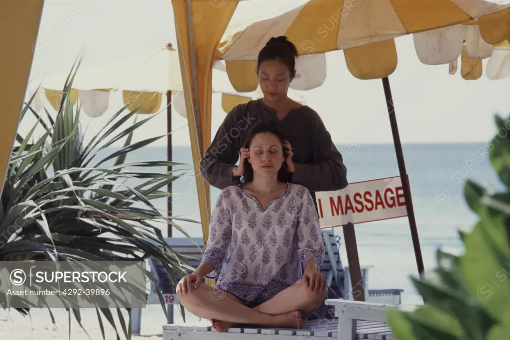 Thai massage on the beach. Phuket, Thailand.