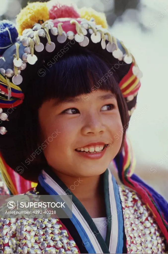 Girl in costume, Chiang Rai, Thailand.
