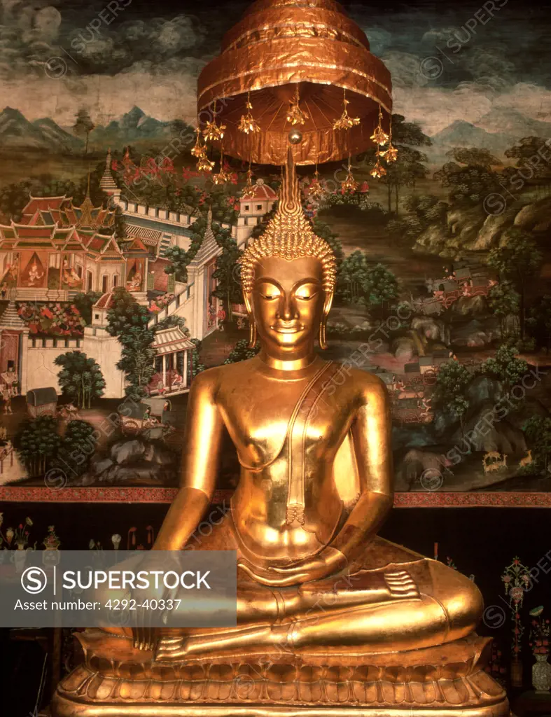 Phra Sri Sassada, bronze Buddha image from the Sukhotai period. Wat Bowornivet, Bangkok, Thailand