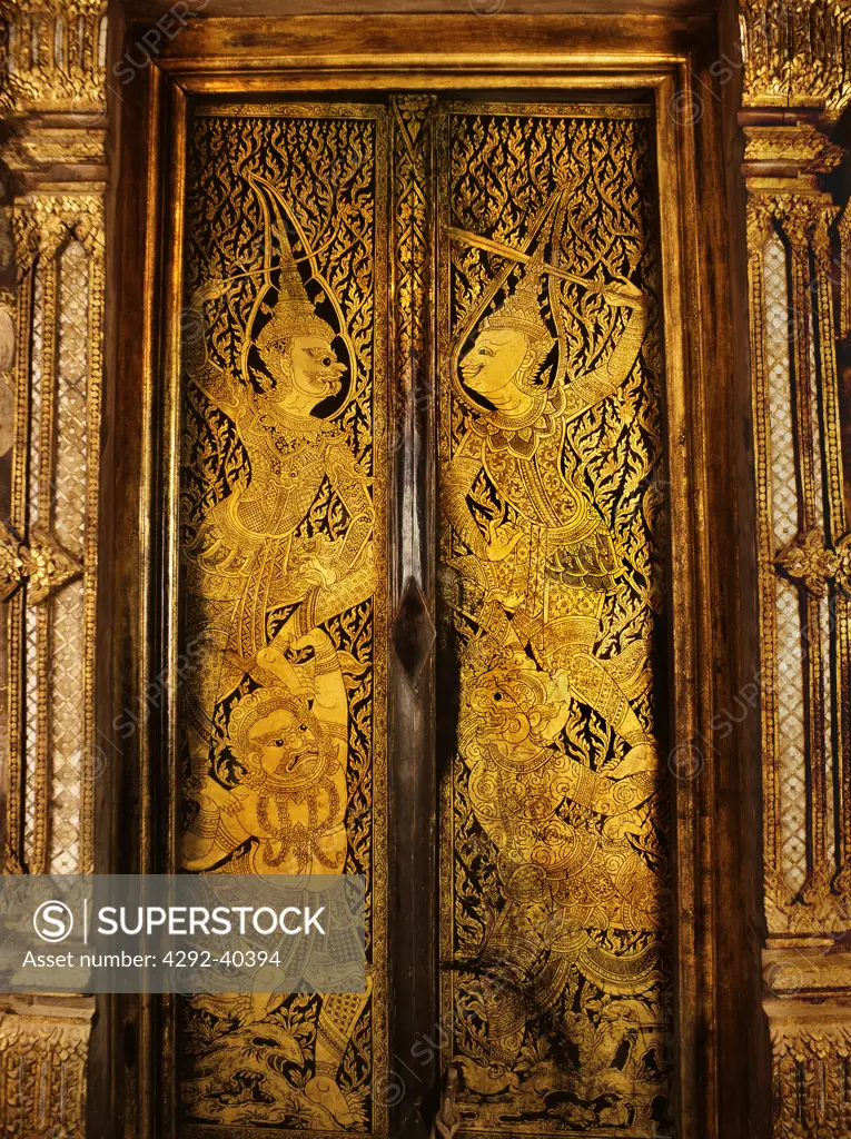 Door of the library of Wat Saket, Bangkok,Thailand.