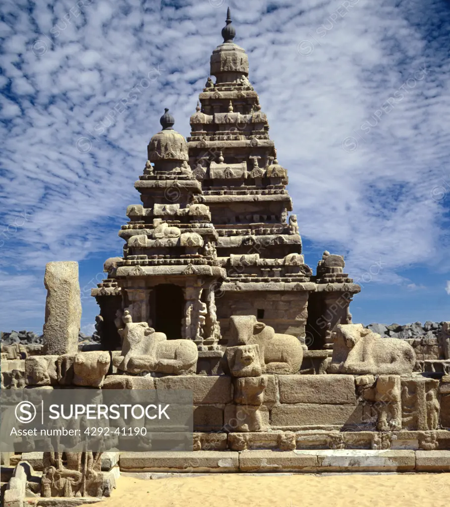 Shore temple, and Arjuna's penance relief, VII cent, India, Mamallapuram, India, Tamil NaduPallava dinasty, VIII cent