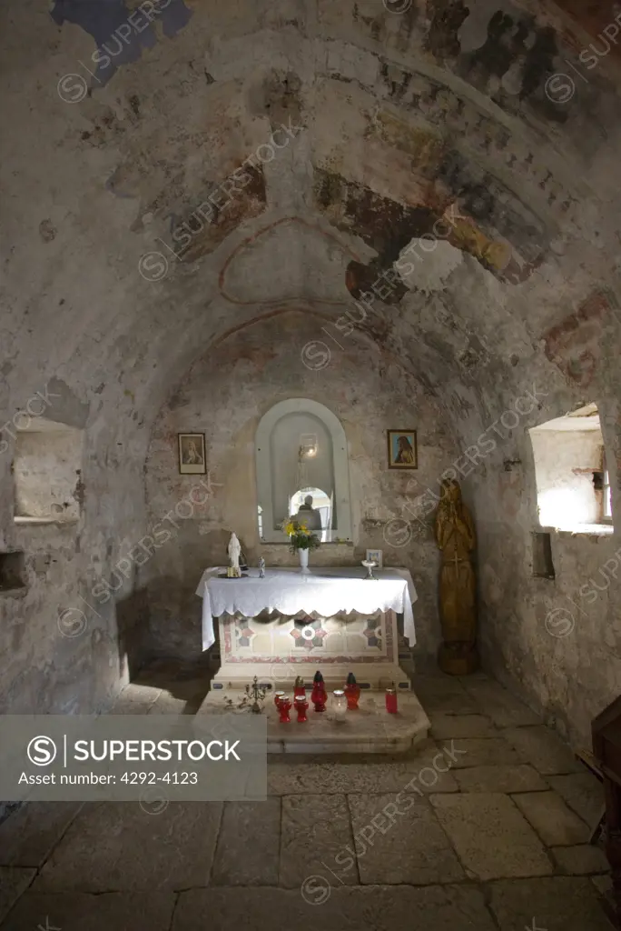 Croatia, Fasana, Madonna del Carmelo church fresco and altar