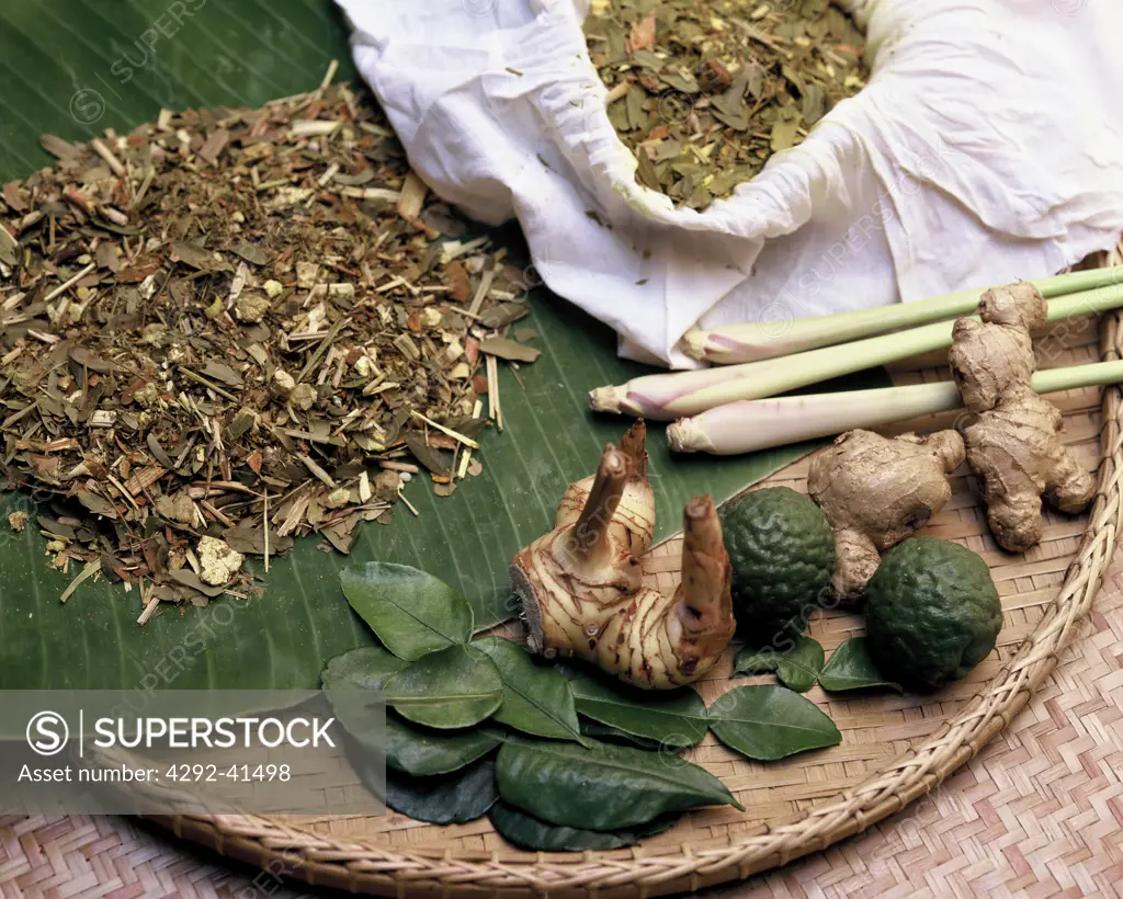 Herbal compresses and ingredients, Thailand