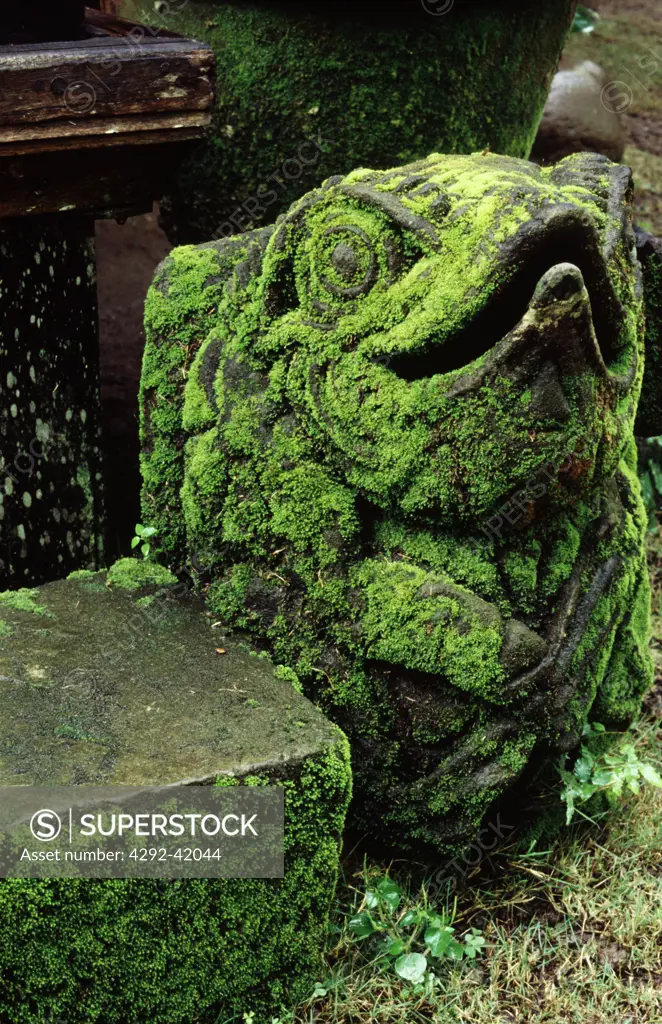 Bali, Indonesia, moss covered statue