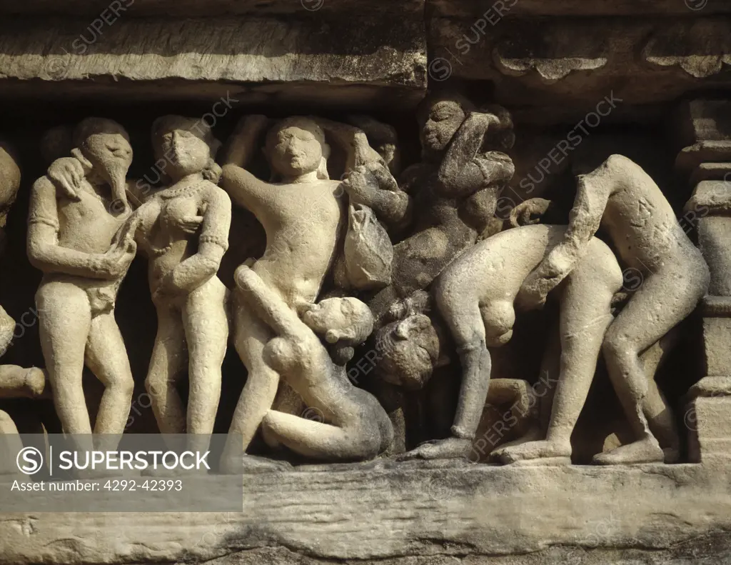 Erotic relief, Kajurao, Madhya Pradesh, India