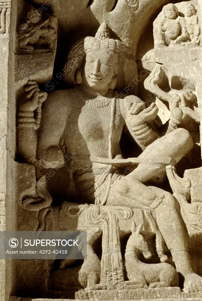 Siva in Kailasa Temple, Kanchipuram, Tamil Nadu,India Pallava Period