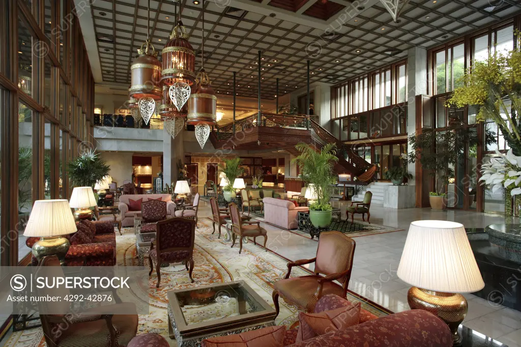 Thailand, Bangkok, lobby of the Oriental Hotel