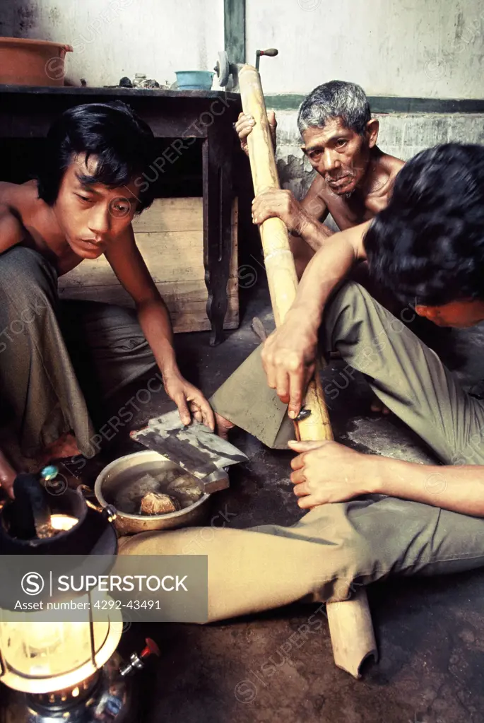 Polishing of stones in Moluccas, Indonesia