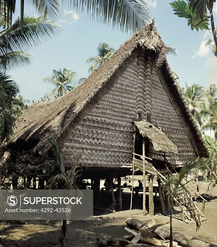 House in a village of Angoram District, Sepik River, Papua New Guinea
