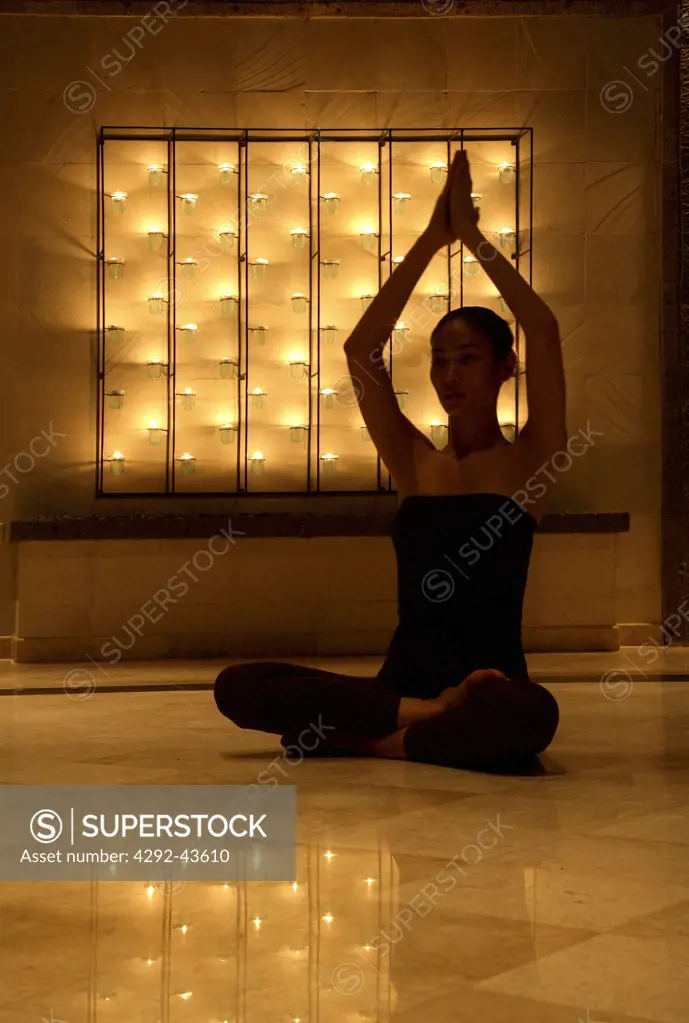 Woman practising yoga