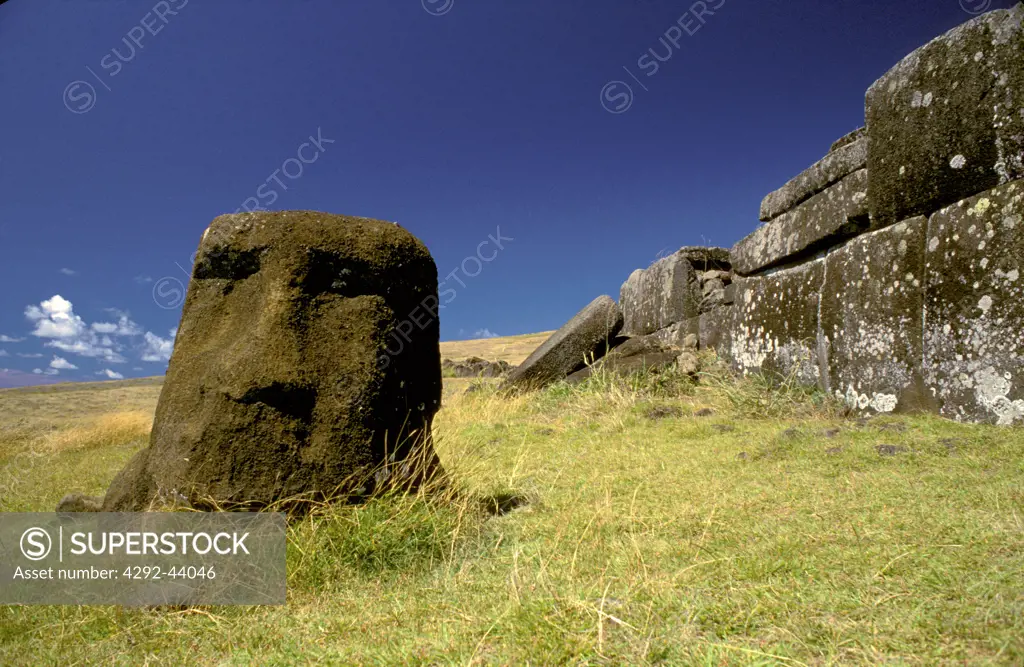 Chile Easter Island - fallen moai head