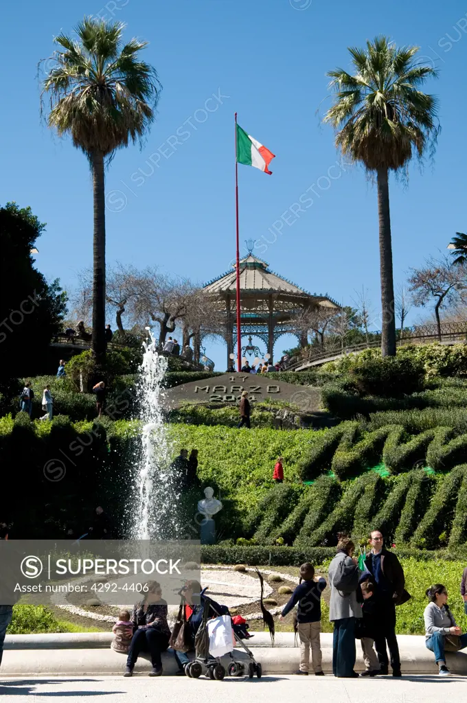 Italy, Sicily, Catania, Bellini Garden, Fountain