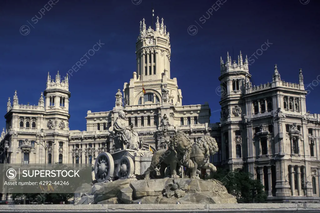 Spain, Madrid. Fountain in thePlaza de la Cibeles