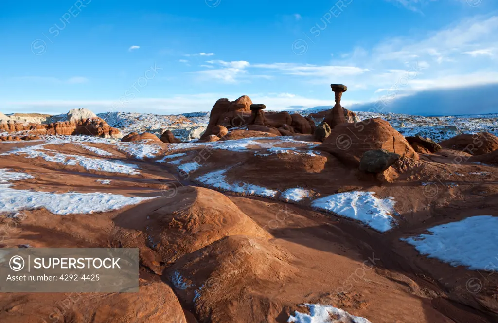 USA, Utah, Marbled Sandstone Formations in the Paria Canyon in Winter