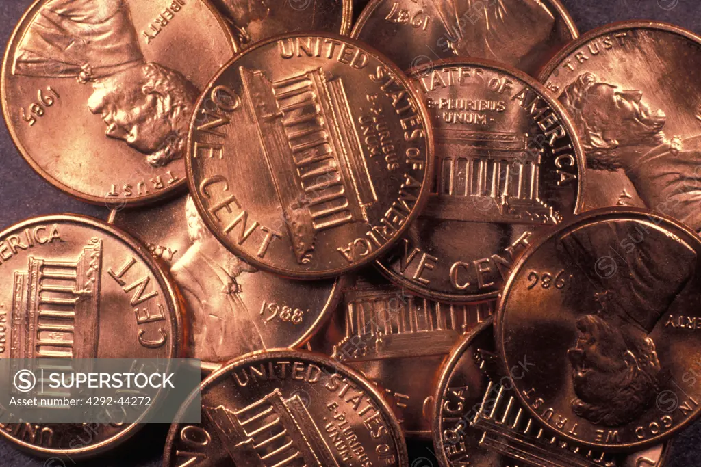 One cent coins, USA