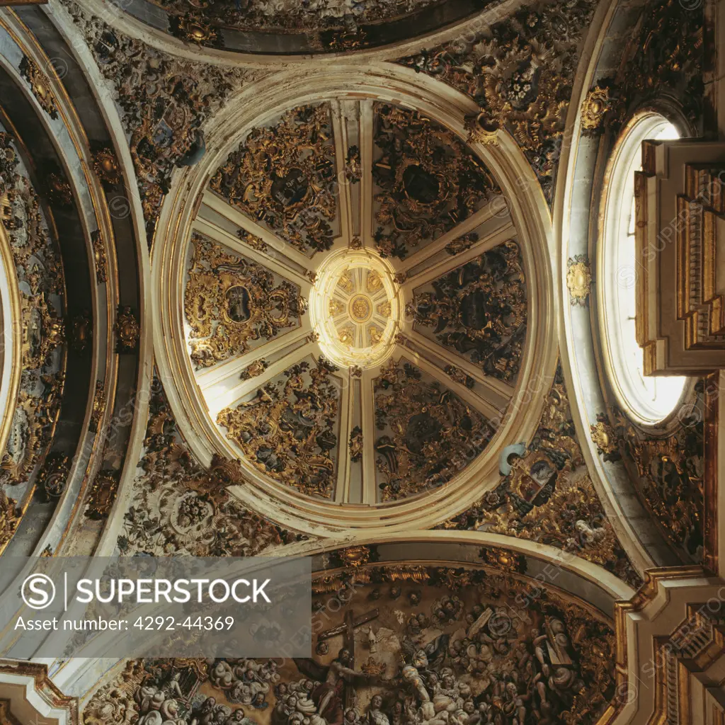 Spain, Castilla y León, Burgos, detail of the Ceiling, the Sacristy, the Cathedral