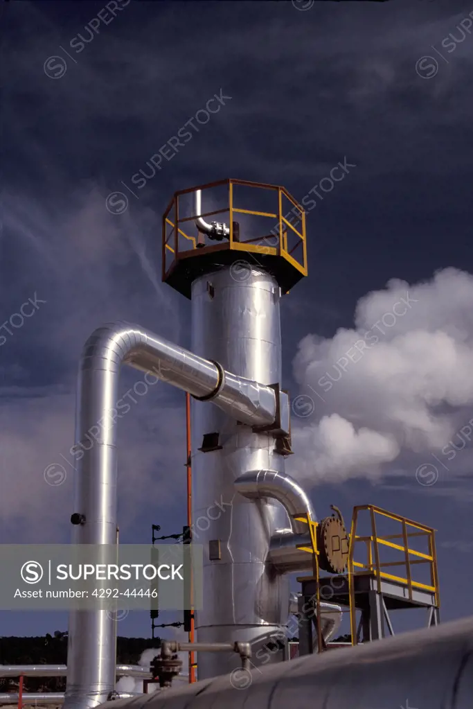 Mexico, Puebla, Los Humeros, Thermoelectric power plant using geothermic energy