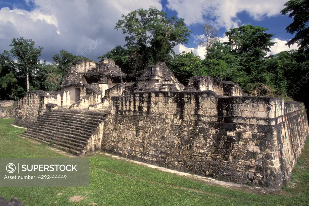 Guatemala, Tikal, mayan city, central acropolis ruins