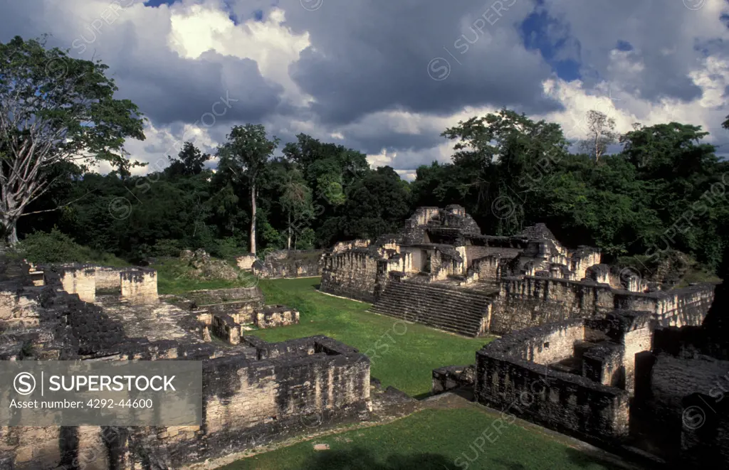 Guatemala, Tikal, mayan city, central acropolis ruins