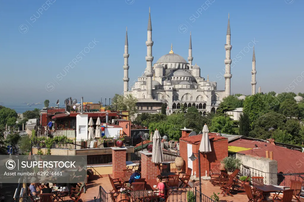 Turkey, Istanbul, Sultanameth District, Blue Mosque, rooftop terraces