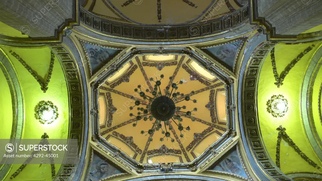 Mexico, Mexico City, Iglesia de la Santa Veracruz, the ceiling