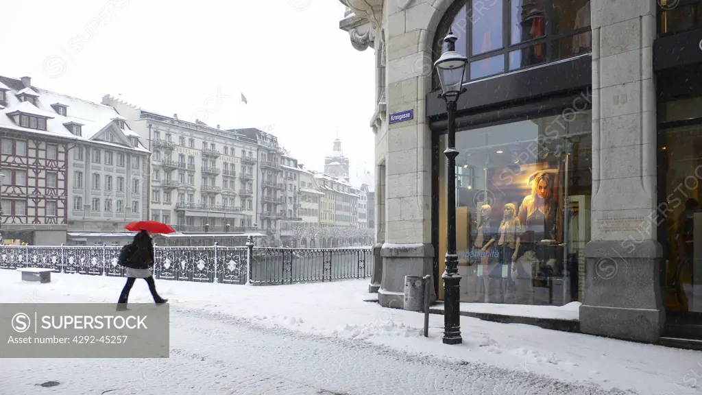 Snowing at Lucerne, Switzerland