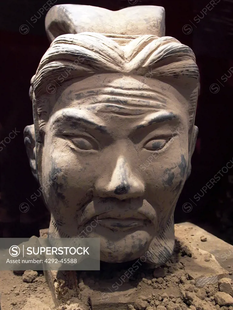 Terracotta head soldier, Mausoleum of Emperor Qin Shi Huang, Xi'an, Shaanxi Province, China